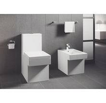 Modernes Badezimmer mit Toilette und Bidet vor gefliester Wand