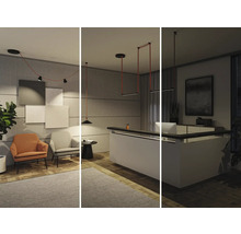Büroszene mit verschiedenen Lampen und Büromöbeln