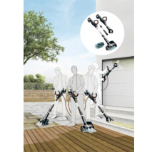 Illustration einer elektrischen Bürste für die Reinigung von Oberflächen im Außenbereich.