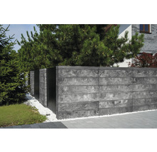 Garten mit Sichtschutzzaun aus Beton und Metall
