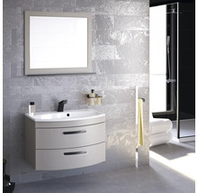 Modernes Badezimmer mit Waschtisch, Spiegel und Dusche