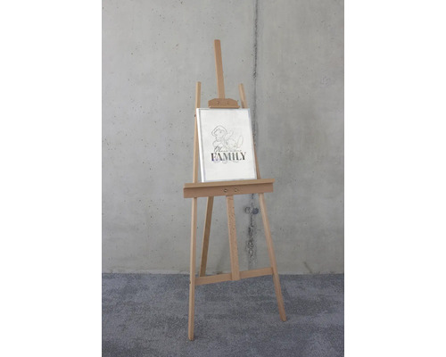 Holzstaffelei mit bedruckter Leinwand