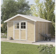 Holzgartenhaus mit Doppeltür und Satteldach im Garten