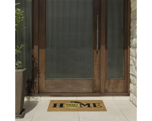 Eingangsbereich mit Fußmatte und Haustür