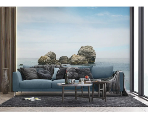 Fototapete mit Felsen am Meer im Wohnzimmer