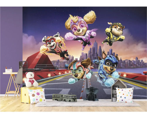 Kinderzimmer mit Paw Patrol Wandbild mit Superhelden-Hunden