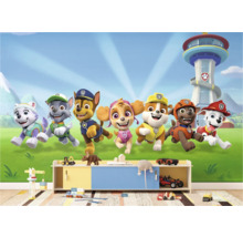 Kinderzimmer mit Paw Patrol Wandbild, Spielzeugregal und Spielsachen