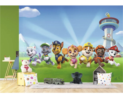 Wandbild mit Paw Patrol Motiven in einem Kinderzimmer