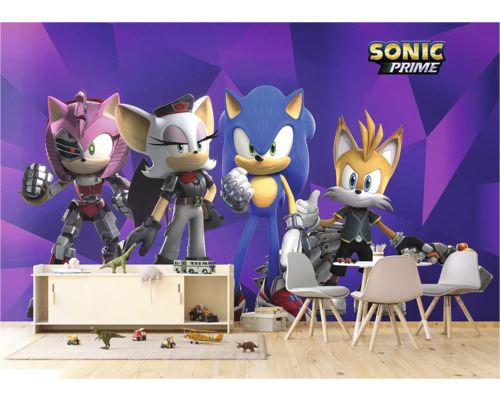 Fototapete mit Sonic Prime Motiven im Kinderzimmer