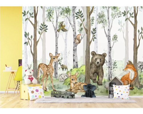 Wandbild mit Waldtieren im Kinderzimmer