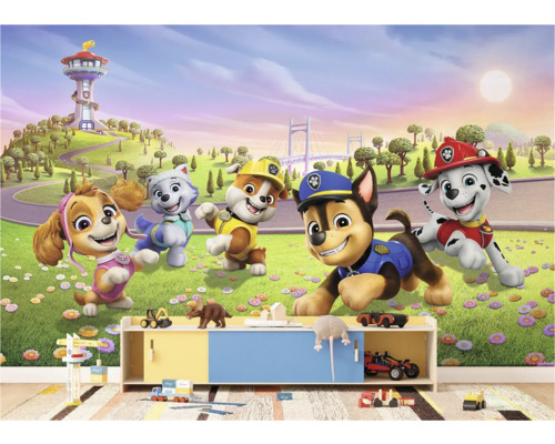 Tapete mit Paw Patrol-Motiv im Kinderzimmer