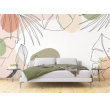 Schlafzimmer mit Fototapete mit Blätterdesign