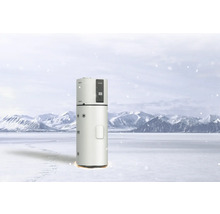 Haier Wärmepumpe vor verschneiter Bergkulisse