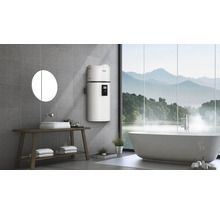 Modernes Badezimmer mit Badewanne, Waschbecken und Haier Warmwasserspeicher