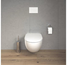 Modernes Badezimmer mit Hänge-WC, Toilettenpapierhalter und WC-Bürste