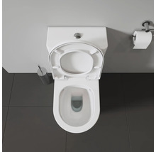 Aufnahme einer Toilette von oben mit offenem Toilettensitz