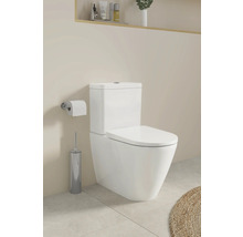 Modernes Badezimmer mit Toilette, Toilettenpapierhalter und Bürste