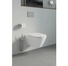 Wandhängendes WC mit Toilettenbürste und Toilettenpapierhalter