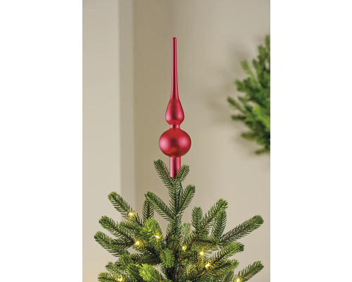 Weihnachtsbaumspitze Glas Ø 5 cm H 28 cm rot matt Christbaumspitze auf Weihnachtsbaum