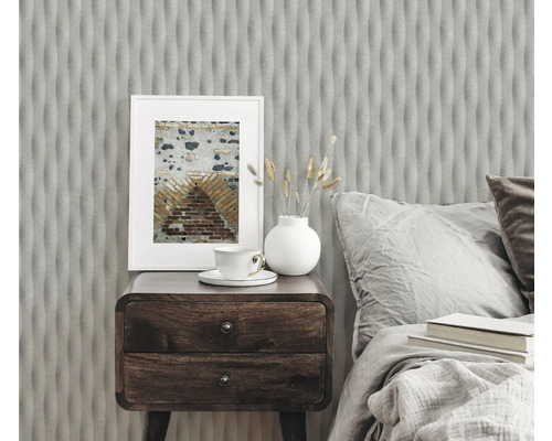 Wandgestaltung mit dreidimensionaler Tapete im Schlafzimmer