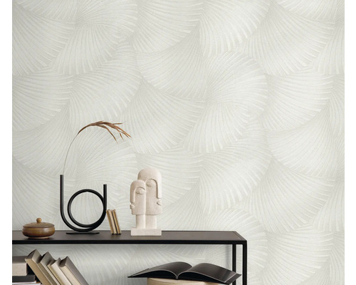 Dekorative Tapete mit Fächermuster in einem hellen Farbton