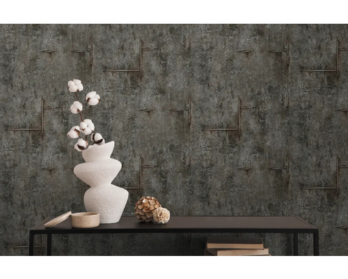 Dekorative Tapete mit einem Muster aus Stahlarmierungen auf strukturiertem Hintergrund