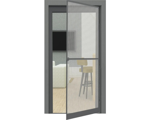 Geöffnete Insektenschutztür im Wohnbereich