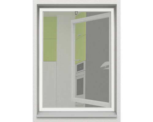 Insektenschutzfenster mit Drehrahmen vor einem Fenster