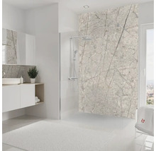 Modernes Badezimmer mit Marmorwand und Dusche