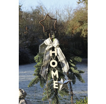 Dekorativer Weihnachtsbaum mit Schleife, Stern und dem Schriftzug HOME