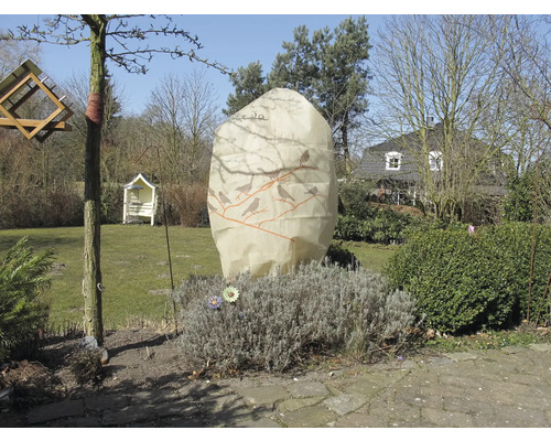 Winterschutz videx Vlieshaube Vögel H 180 x 120 cm, beige,Materialstärke 50 g/m² Gartenansicht mit Winterschutzhaube für Pflanzen