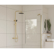 Modernes Badezimmer mit Duscharmatur und Glaswand