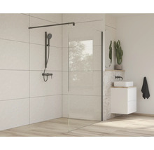 Modernes Badezimmer mit Duschkabine, Waschbecken und Dekoration