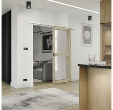 Wohnraum mit Schiebetür und moderner Einrichtung