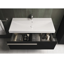 Waschtischunterschrank mit offenem Schubfach und Waschtisch