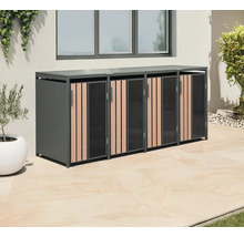 Mülltonnenbox für drei Mülltonnen aus Metall und Kunststoff