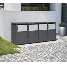 Mülltonnenbox für vier Mülltonnen vor einer Hauswand