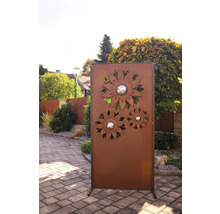 Gartenzaun aus Metall mit Sonnenblumenmuster