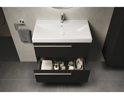 Waschtisch mit offenem Schubladen-System im Badezimmer