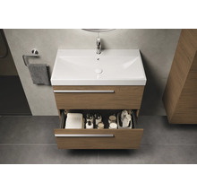 Waschtischunterschrank mit offenem Schubfach im Badezimmer