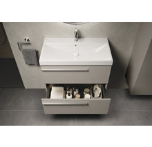 Waschtischunterschrank mit offenem Schubfach im Badezimmer