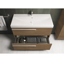 Waschtischunterschrank mit offenem Schubfach im Badezimmer