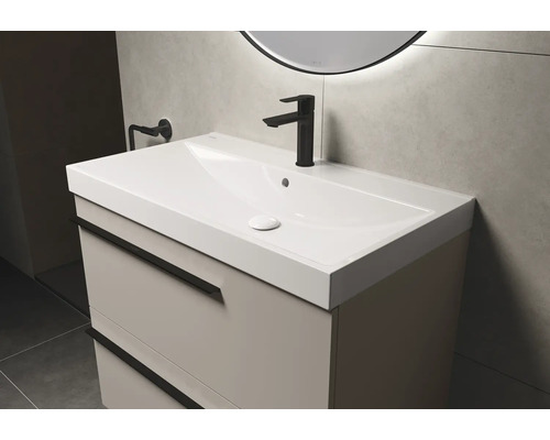 Waschbeckenunterschrank mit Armatur und Becken