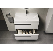 Waschtischunterschrank mit offenem Schubfach im Badezimmer