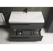 Waschtischunterschrank mit offenem Schubfach im Badezimmer