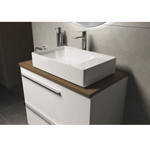 Waschtisch mit Aufsatzwaschbecken und Unterschrank im Badezimmer