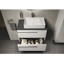 Badezimmer Waschtisch mit offenem Schubfach, Handtuch und Seifenspender