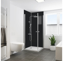 Modernes Badezimmer mit Duschkabine, Toilette und Heizkörper