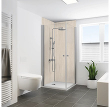 Badezimmer mit Duschkabine, Toilette und Heizkörper