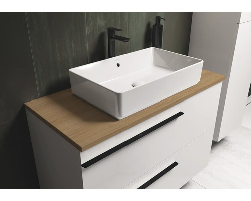 Badezimmerwaschtisch mit Aufsatzwaschbecken, Schubladen und Armatur